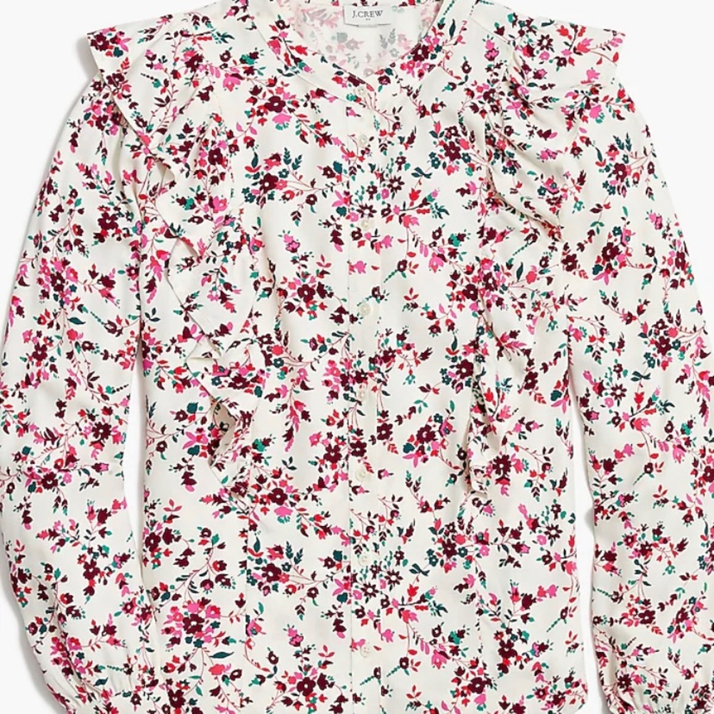 J.Crew Floral Ruffle Blouse